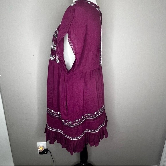 FREE PEOPLE Sunrise Wanderer maroon Mini Dress - Picture 6 of 7
